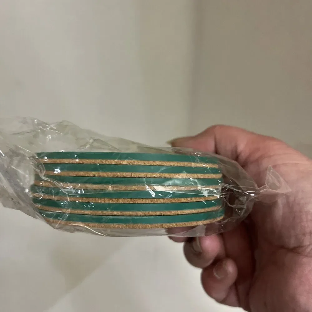Set Of 6 Green Bay Packer’s Coaster Set Plastic With Corkboard Backing